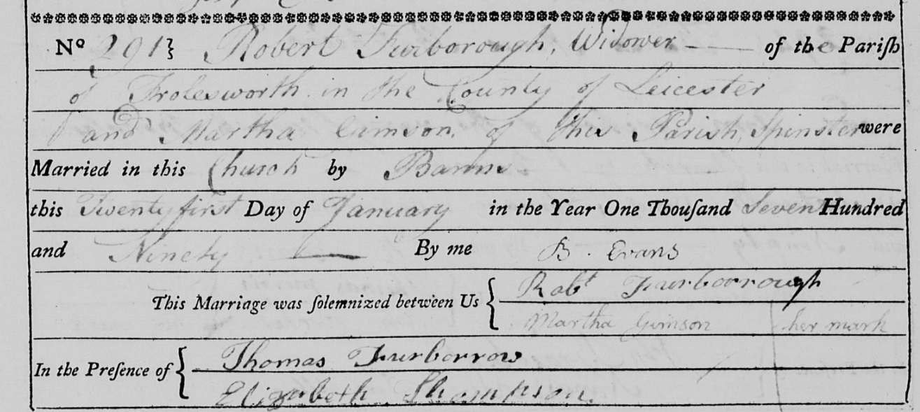 Robert and Martha's wedding banns at Mancetter Parish Church in 1790